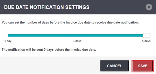 Screen capture of the Due Date Notification Sections section on my.ENWIN.com, displaying the threshold bar for notification preference.